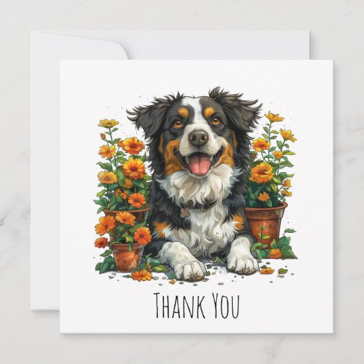 Bedankt Border Collie in Flowers (Voorkant)