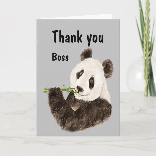 Bedankt Boss met het Beer van Funny Panda Kaart (Voorkant)