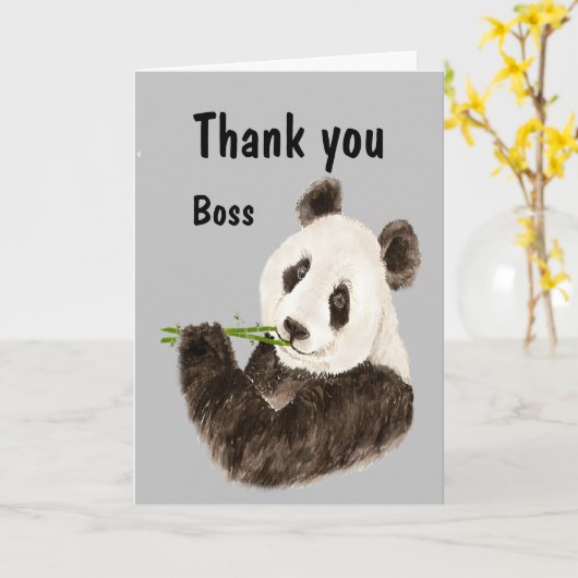 Bedankt Boss met het Beer van Funny Panda Kaart (Gele Bloem)