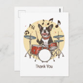 Bedankt Boston Terrier hond die drums speelt Briefkaart (Voorkant / Achterkant)