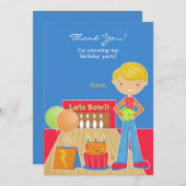 Bedankt Bowling Party Flat Kaart (Voorkant / Achterkant)