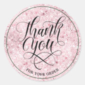 Bedankt branding Script blush roos gouden glitter Ronde Sticker (Voorkant)