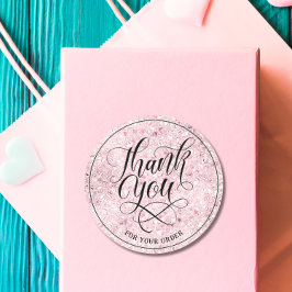 Bedankt branding Script blush roos gouden glitter Ronde Sticker