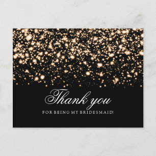 Bedankt Bridesmaid Gold Midnight Glam Briefkaart