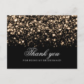 Bedankt Bridesmaid Gold Midnight Glam Briefkaart (Voorkant)