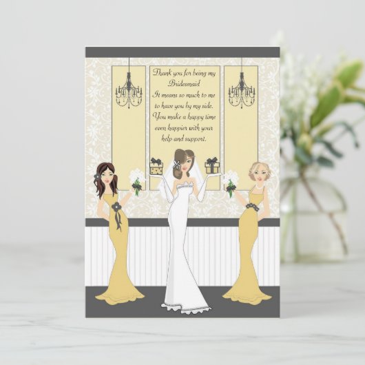 Bedankt Bridesmaid Kaart (Staand voorkant)