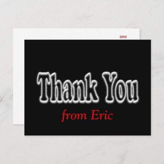 Bedankt Briefkaart in zwart - personaliseren (Voorkant / Achterkant)