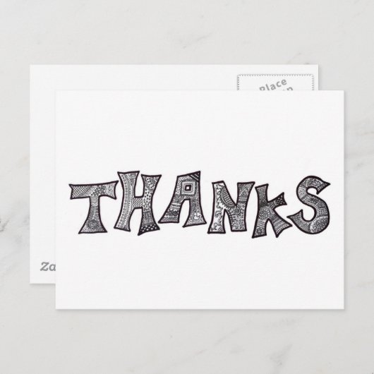 Bedankt Briefkaart in zwart-wit (Voorkant / Achterkant)
