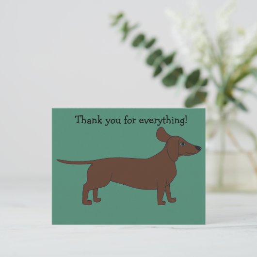 Bedankt Briefkaart met Dachshund (Staand voorkant)