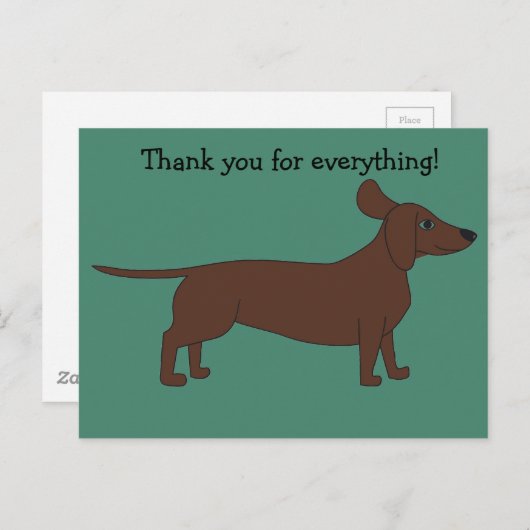 Bedankt Briefkaart met Dachshund (Voorkant / Achterkant)