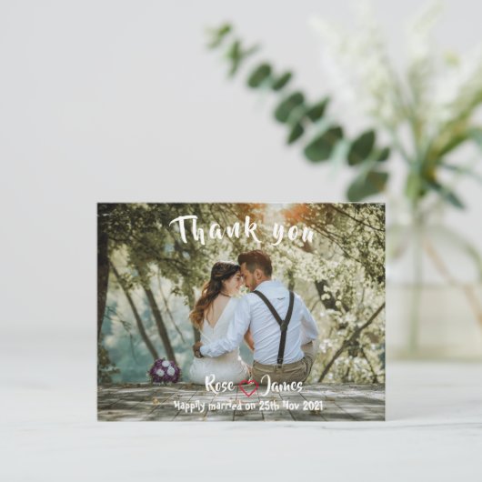 Bedankt Briefkaart voor de bruiloftsgasten (Staand voorkant)