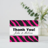 Bedankt briefkaarten met hete roze zebrastrepen (Staand voorkant)