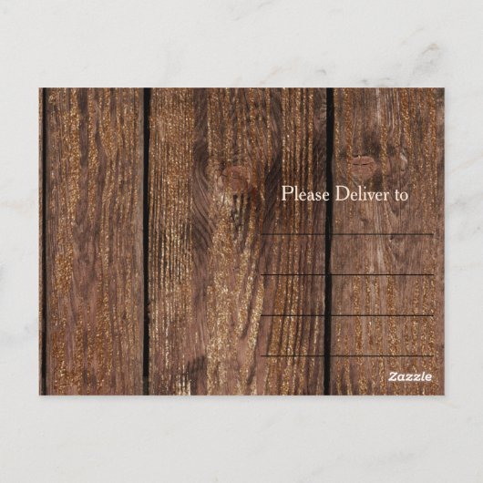 Bedankt Brown Wood en Black Faux Lace Briefkaart (Achterkant)