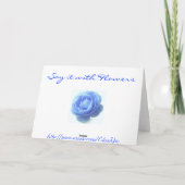 Bedankt, bruiloft, blauw roos bedankkaart (Achterkant)