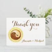 BEDANKT BRUILOFT KAART Gold YinYang duiven Harmony (Staand voorkant)