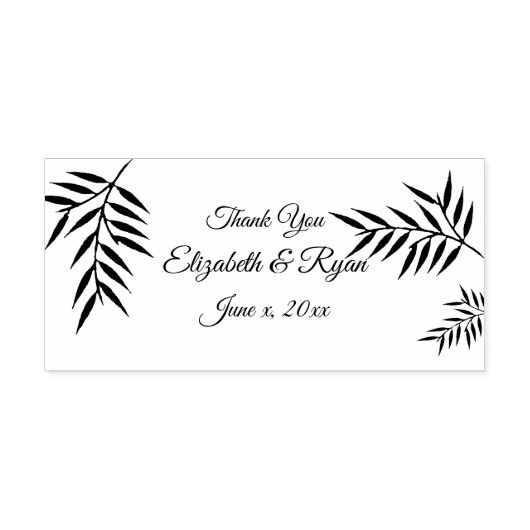 Bedankt, bruiloft, varens rubberstempel (Afrduk)