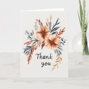 Bedankt Bruine bloemen Elegant Feestdagen Kaart