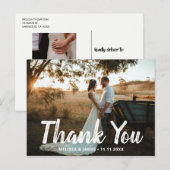 Bedankt Brush Script Trouwfoto Briefkaart (Voorkant / Achterkant)