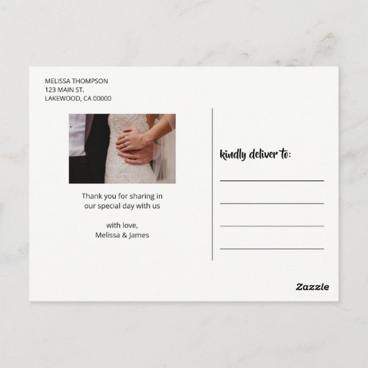 Bedankt Brush Script Trouwfoto Briefkaart (Achterkant)