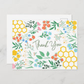 Bedankt Bumble Bee en Wild Flower Briefkaart (Voorkant / Achterkant)