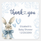 Bedankt Bunny Baby shower Vierkante Sticker (Voorkant)