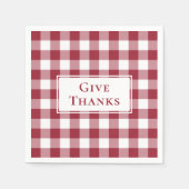 Bedankt Burgundy Gingham Check Thanksgiving Servet (Voorkant)