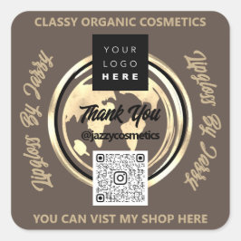Bedankt Business QR Code Logo Earth Ivory Vierkante Sticker