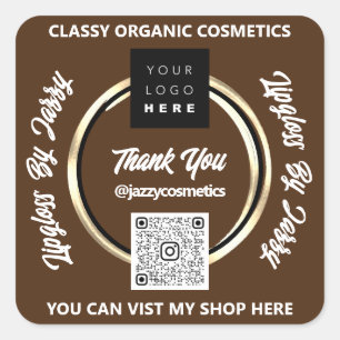 Bedankt Business QR Code Logo Gold Brown Vierkante Sticker