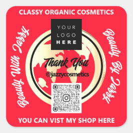 Bedankt Business QR Code Logo Gold MAP Red Vierkante Sticker