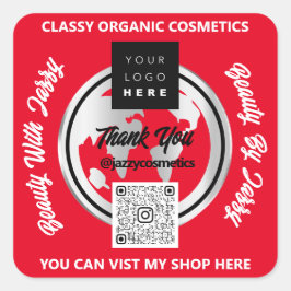 Bedankt Business QR Code Logo Gold MAP Wereldbol R Vierkante Sticker