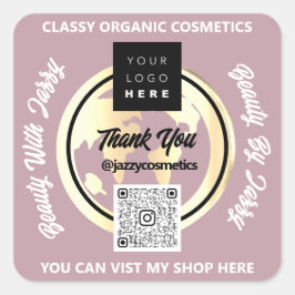 Bedankt Business QR Code Logo Gold MAP Wereldbol Vierkante Sticker