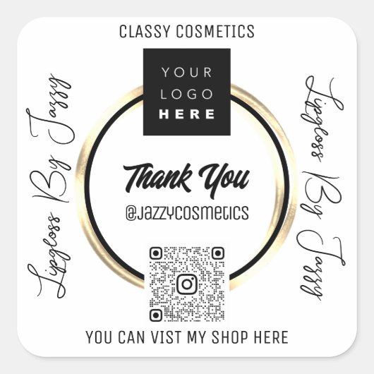 Bedankt Business QR Code Logo Scan me Vierkante Sticker (Voorkant)