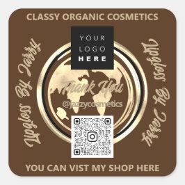 Bedankt Business QR Code Logo Wereldkaart Earth Br Vierkante Sticker