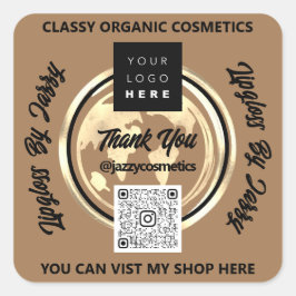 Bedankt Business QR Code Logo Wereldkaart Earth Br Vierkante Sticker