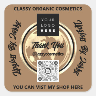 Bedankt Business QR Code Logo Wereldkaart Earth Br Vierkante Sticker