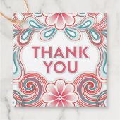 Bedankt cadeau label met retro bloemetjes (Voorkant)