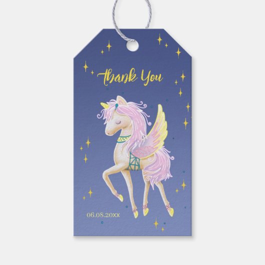 Bedankt Cadeau Label met schattige eenhoorn Cadeaulabel (Voorkant)