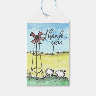 Bedankt Cadeau Labels, Schapen Windmolen Art Print Cadeaulabel