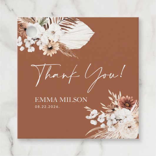 Bedankt Cadeau Labels Terracotta Boho (Voorkant)