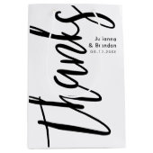 Bedankt Caligrafie Zwart-wit Medium Cadeauzakje (Voorkant)