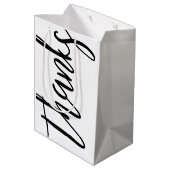 Bedankt Caligrafie Zwart-wit Medium Cadeauzakje (Achterkant Gekanteld)