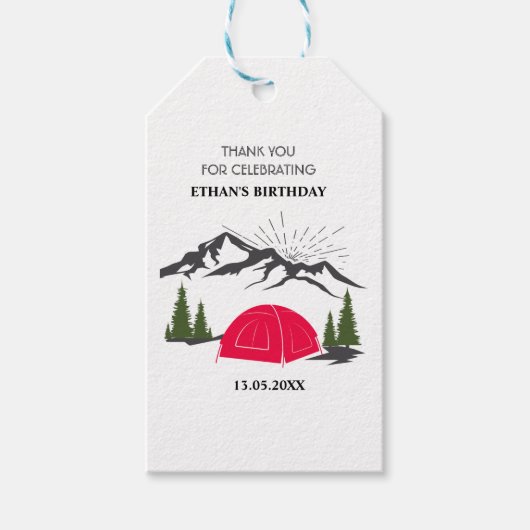 Bedankt Camp Verjaardag Jongen Cadeaulabel (Voorkant)