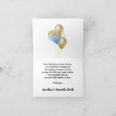 Bedankt Card Gold Glitter Blue Balloons Baby Boy (Binnen)