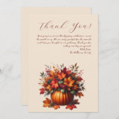 Bedankt Card-Pumpkin met Fall Leaves Kaart (Voorkant / Achterkant)