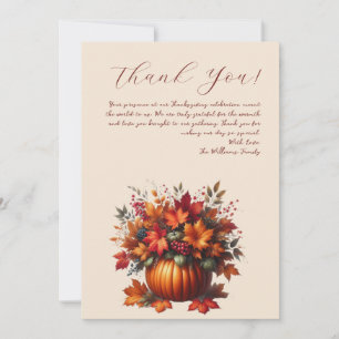 Bedankt Card-Pumpkin met Fall Leaves Kaart