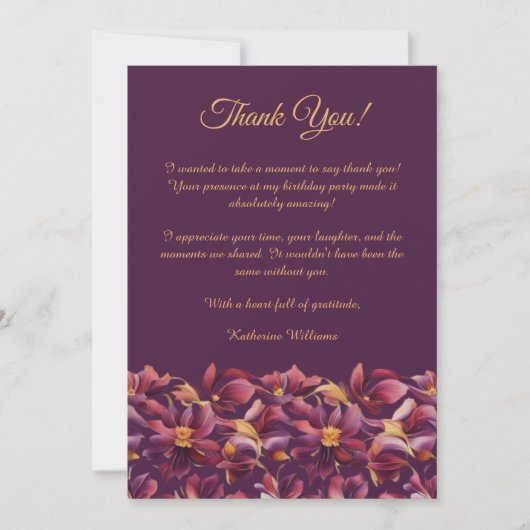 Bedankt Card-Purple Flowers- Kaart (Voorkant)