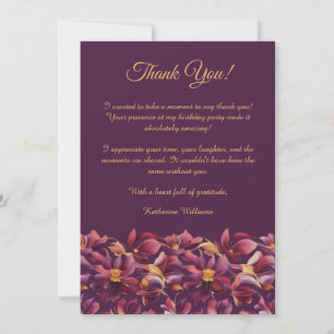 Bedankt Card-Purple Flowers- Kaart