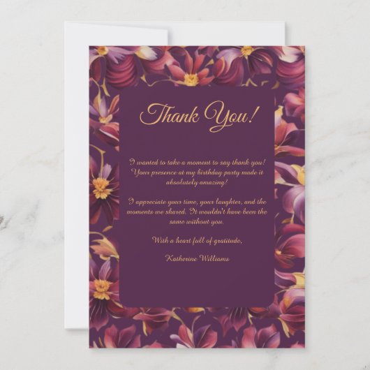 Bedankt Card-Purple Flowers- Kaart (Voorkant)