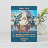 Bedankt Card- Sharks Breaking voor glanzende Parel Kaart (Staand voorkant)