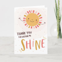 Bedankt Card voor Teacher, help me Shine